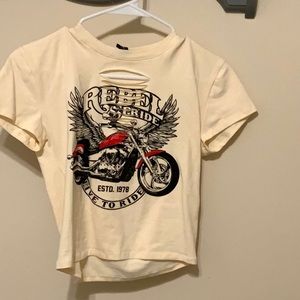 Cream motorcycle shirt. Never worn. Size M